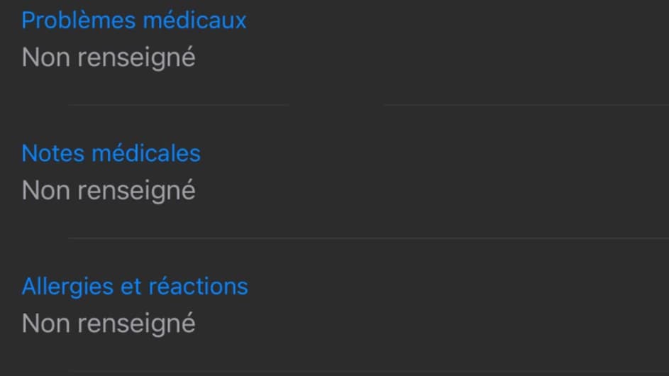 Bien remplir sa fiche médicale sur iPhone