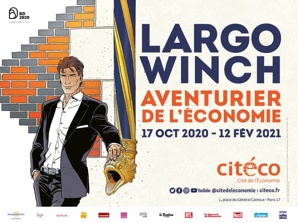 Affiche de l'exposition "Largo Winch Aventurier de l'économie"