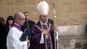 Le cardinal Dominique Mamberti assiste aux funérailles du cardinal Roger Etchegaray à la cathédrale Notre-Dame de Bayonne, le 9 septembre 2019. 
