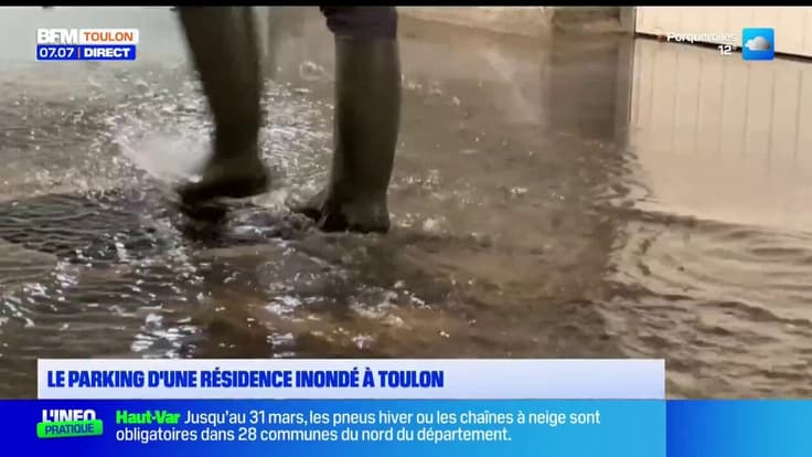 Le parking d'une résidence inondé à Toulon