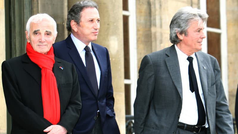 Charles Aznavour, Michel Drucker et Alain Delon en 2007