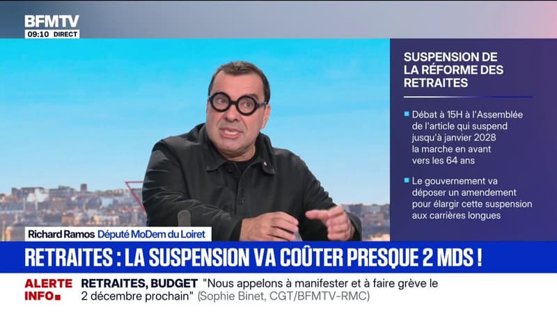 Suspension de la réforme des retraites: Richard Ramos (Modem) dénonce "un renoncement"