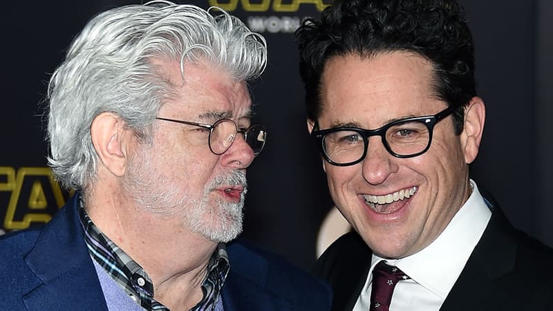 George Lucas et J. J. Abrams, lors de l'avant-première de Star Wars: Le réveil de la Force, le 14 décembre à Hollywood.