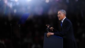 Barack Obama lors de son discours de victoire, à Chicago