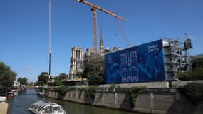 Une vue de la cathédrale Notre-Dame de Paris en travaux le 17 juillet 2024