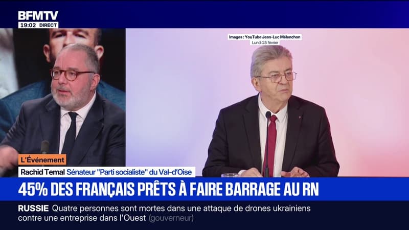 "Le principal échec de Jean-Luc Mélenchon, c'est qu'aujourd'hui il est beaucoup plus rejeté que Marine Le Pen", assure Rachid Temal, sénateur PS