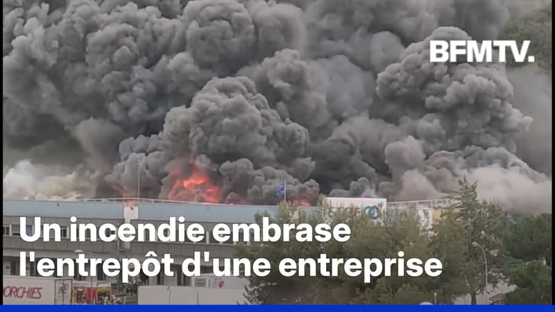 Alpes-Maritimes: impressionnant incendie dans un grand entrepôt