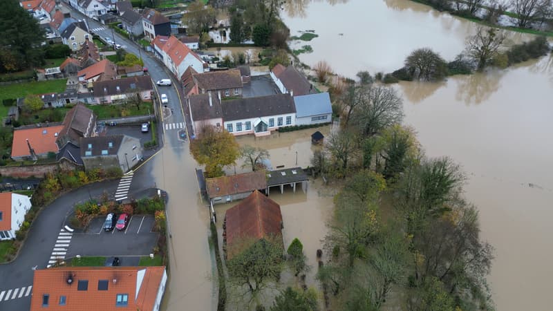 Pas-de-Calais: les images d'Hesdigneul-lès-Boulogne, inondé en raison du débordement de la Liane