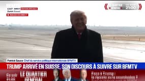 Donald Trump, arrivé à Zurich, monte à bord d'un hélicoptère en direction du forum économique mondial de Davos en Suisse