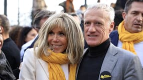 Brigitte Macron et Didier Deschamps à Nice, le 11 janvier 2023, pour le lancement de l'opération "Pièces jaunes" 2023.