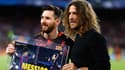 Lionel Messi et Carles Puyol, à Camp Nou le 4 avril 2018
