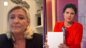 Marine Le Pen face à Apolline de Malherbe sur RMC et BFMTV