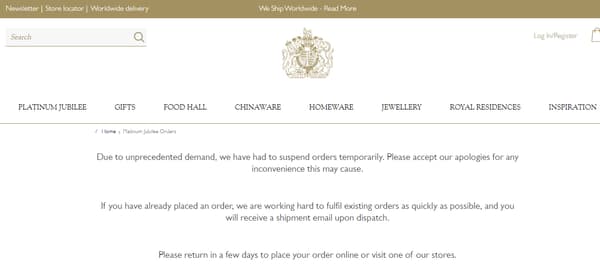 Royal family merchant site paralyzed by a request 