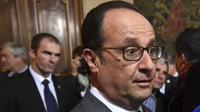 François Hollande face à la presse le 8 octobre 2016 à Tulle, en Corrèze.