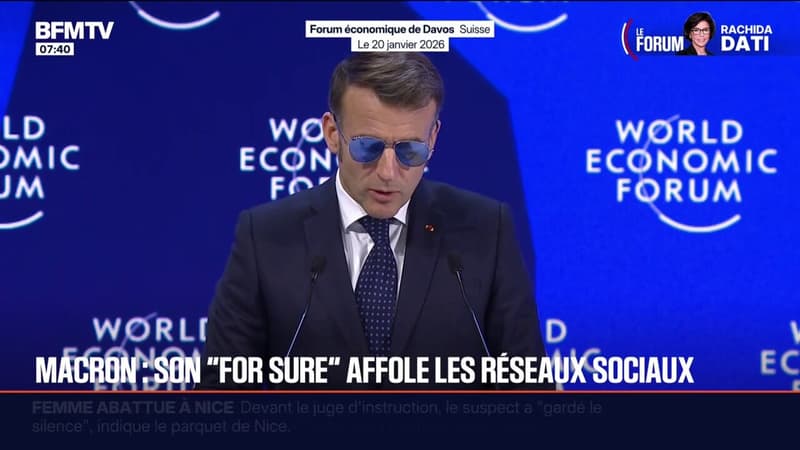 Le "for sure" d'Emmanuel Macron, prononcé lors de son discours au forum économique de Davos, affole les réseaux sociaux