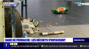 Lyon: les déchets s'entassent en gare de Perrache où les agents d'entretien sont en grève