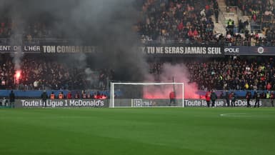 Les incidents en tribune lors du match entre Montpellier et Saint-Etienne, le 16 mars 2025