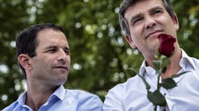Benoît Hamon et Arnaud Montebourg à la fête de la Rose de Frangy-en-Bresse en 2014.