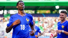 Le joueur de Rennes Djaoui Cissé avec l'équipe de France Espoirs à l'Euro, 22 juin 2025
