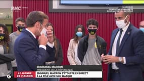 Le monde de Macron : Emmanuel Macron s'étouffe en direct à la télé avec son masque - 09/09
