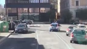 La voiture de police qui a escorté les Irlandais à Rome