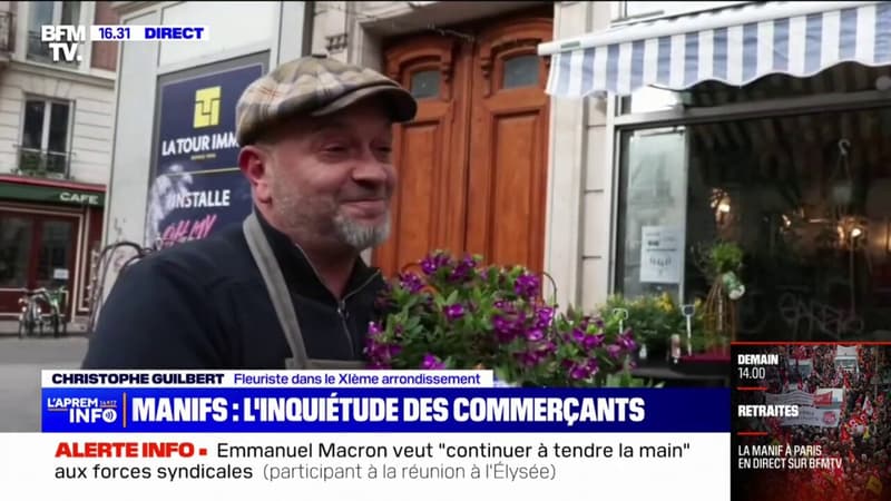 Paris: Chaque fois qu'il y a une manifestation, on ne dort pas, s'inquiète Christophe Guilbert, fleuriste dans le 11e arrondissement