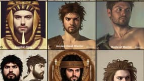 Des selfies générés par la AI Time Machine du site MyHeritage, inspirées de différents styles historiques, à partir du visage de Zach Webb