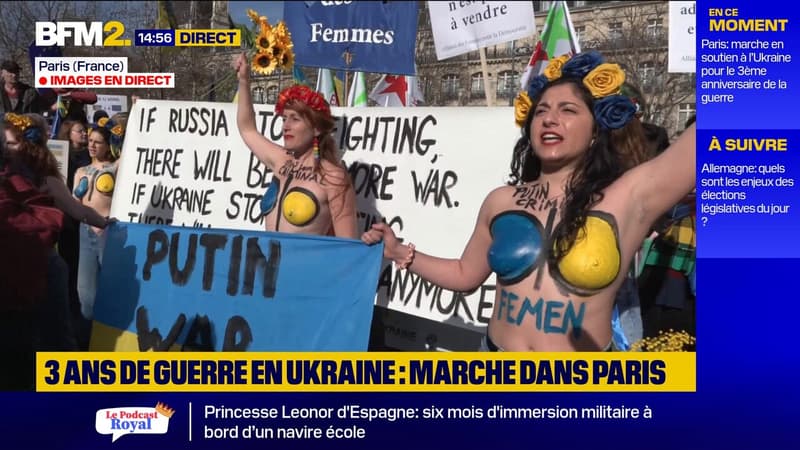 Trois ans de guerre en Ukraine : manifestation dans les rues de Paris