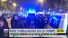 Les ambulanciers manifestent sur les Champs-Élysées 