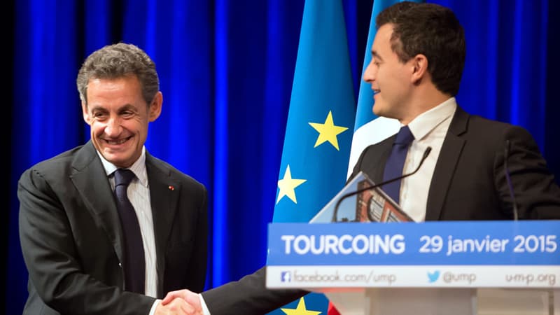 Nicolas Sarkozy et Gérald Darmanin lors d'un meeting commun en janvier 2015 à Tourcoing
