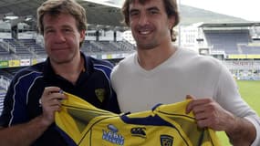 Julien Pierre, le jour de son arrivée à Clermont aux côtés de Jean-Marc Lhermet