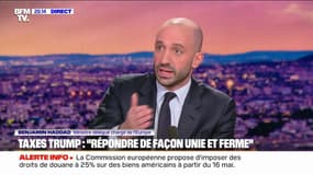 Droits de douane américains: "Il faut assumer un rapport de force", affirme Benjamin Haddad (ministre délégué chargé de l'Europe)