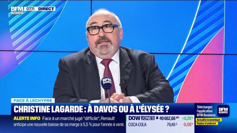 Emmanuel Lechypre face à Jean-Marc Daniel : Christine Lagarde, à Davos ou à l'Élysée ? - 19/02