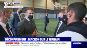 Emmanuel Macron est en déplacement à Pont-Sainte-Marie (Aube) pour marquer la reprise des activités sportives en intérieur pour les mineurs