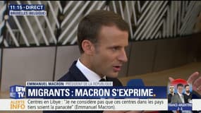 Centres de migrants en Europe: "C'est sur une base volontaire et ce sont aux pays de premier accueil de dire s'ils sont candidats", annonce Macron