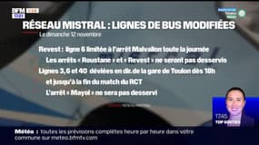 Var: les lignes de bus modifiées ce week-end sur le réseau Mistral