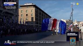 Défilé du 14 juillet à Marseille: les parachutistes sautent sur le Vieux-Port