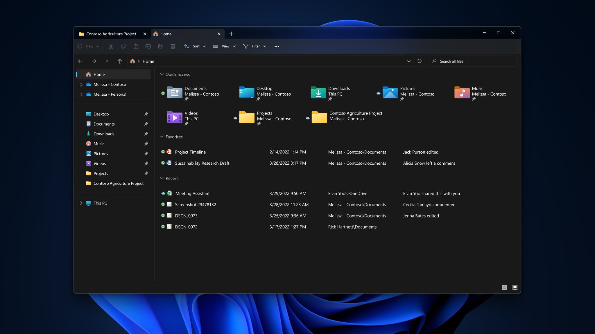 Les nouveaux onglets de l'Explorateur Windows 11