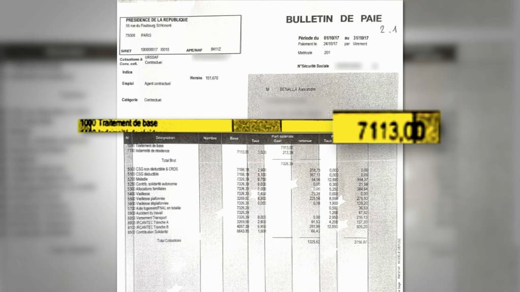 La fiche de paie d'Alexandre Benalla