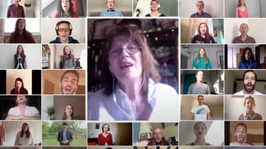 Jane Birkin, accompagnée d'une chorale de 640 internautes