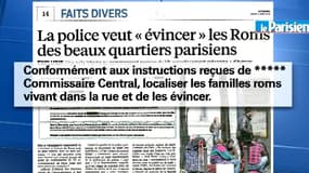 "Le Parisien" publie ce mardi une note interne de la police du 6e arrondissement de Paris donnant des "consignes sur les Roms".