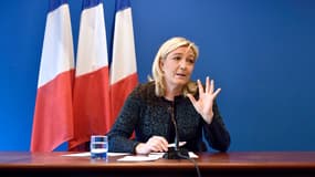 Marine Le Pen lors d'une conférence de presse à Nanterre, le 7 novembre 2014