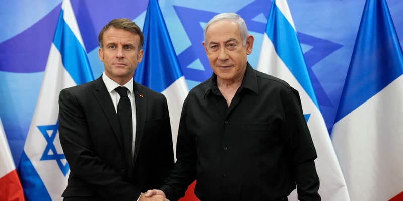 Emmanuel Macron et Benjamin Netanyahu à Jérusalem le 24 octobre 2023