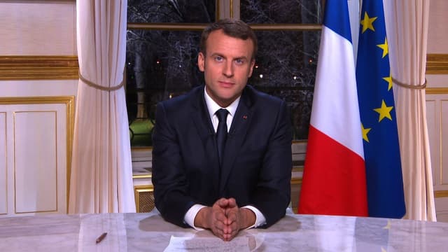 Emmanuel Macron lors de ses voeux aux Français le 31 décembre 2017