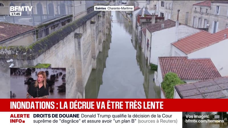 Pourquoi est-ce que la décrue risque d'être lente à Saintes, en Charente-Maritime