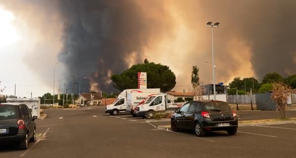 Incendie en Gironde : la vue du feu depuis Belin-Beliet