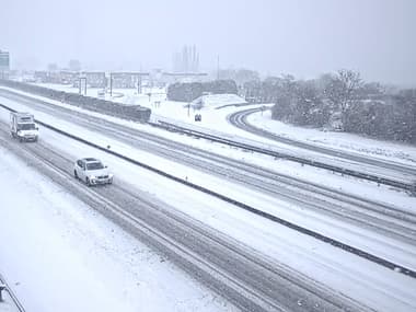 L'A6 à Villabé (Essonne) lors des chutes de neige le 7 janvier 2026.