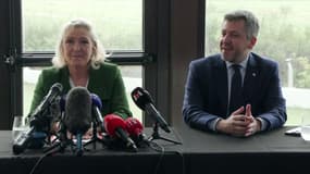 Marine Le Pen et Franck Allisio, candidat du RN aux municipales à Marseille, le 17 janvier 2026.