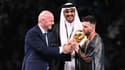 L'émir du Qatar avec Gianni Infantino et Lionel Messi
