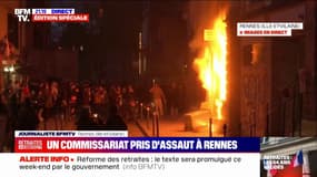 Rennes: la porte du commissariat incendiée par des manifestants radicaux en marge d'un rassemblement non autorisé